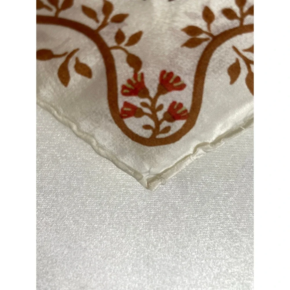 Echo Folk Art Rooster Basket Floral Silk Scarf Cottagecore Prairie 21